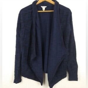 CASLON Nordstrom Open Waterfall Draped cotton Navy Cardigan Classic cotton Sz L